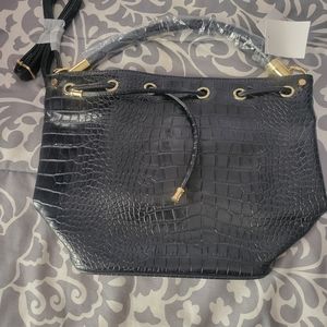 Black alligator look tote NWT